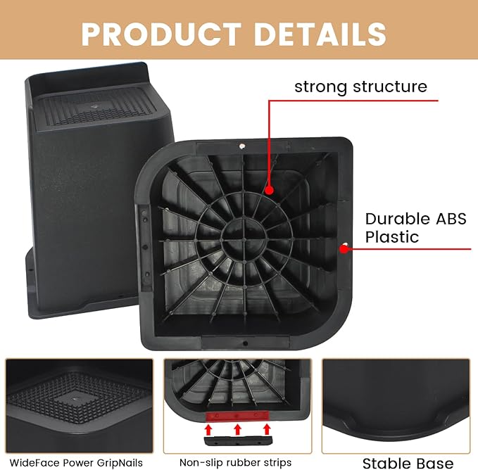 MXMZHXU Bed Risers 2 inch, 3 inch, 4 inch, 6 inch or 8 inch Heavy Duty - Image 3