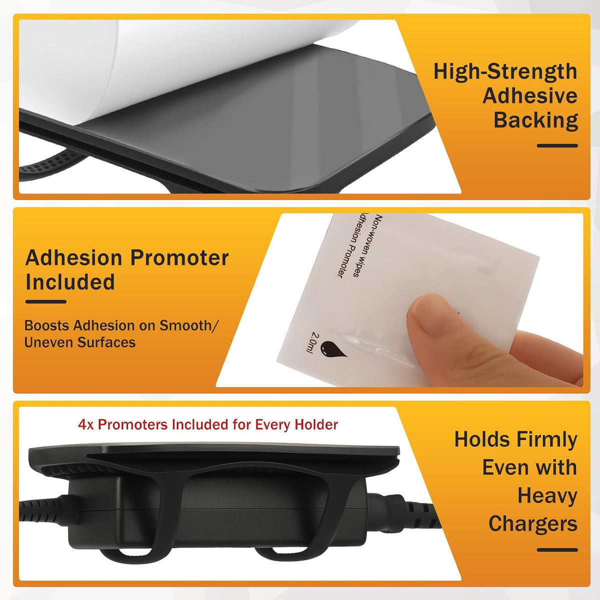 4 PACK Laptop Charger Holder Under Desk Power Brick Mount with Adhesive