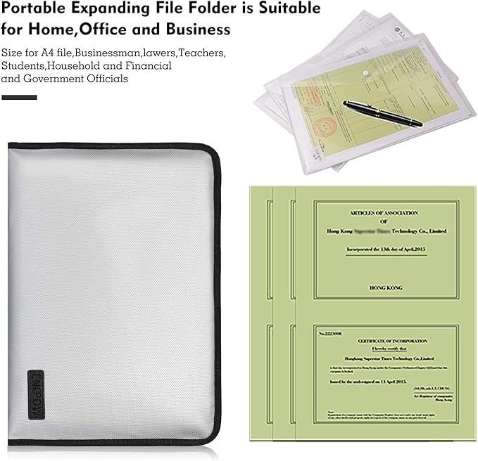 ENGPOW Expanding File Folder Important Document Organizer Fireproof and - Image 5