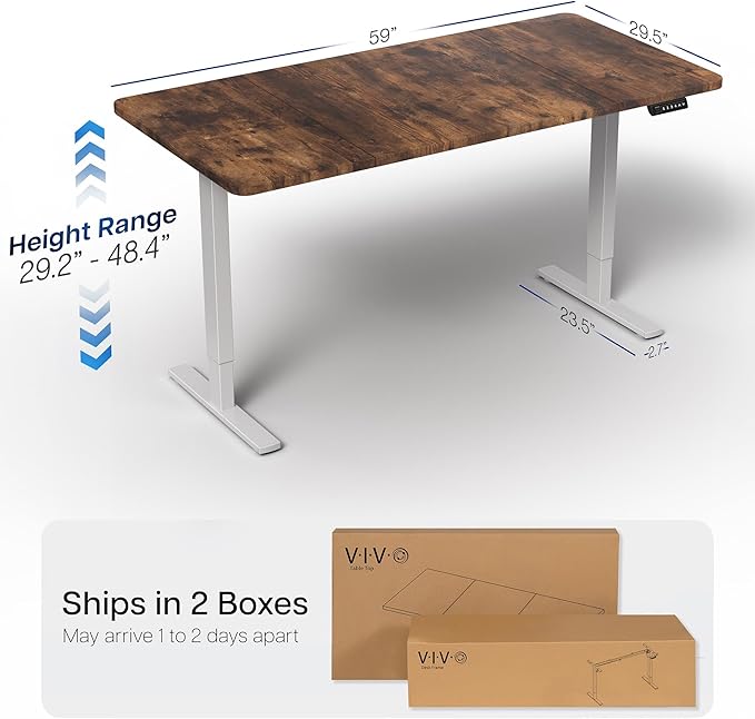 VIVO Electric 60 x 30 in Rustic Standing Desk, Memory Height Adjustment - Image 3