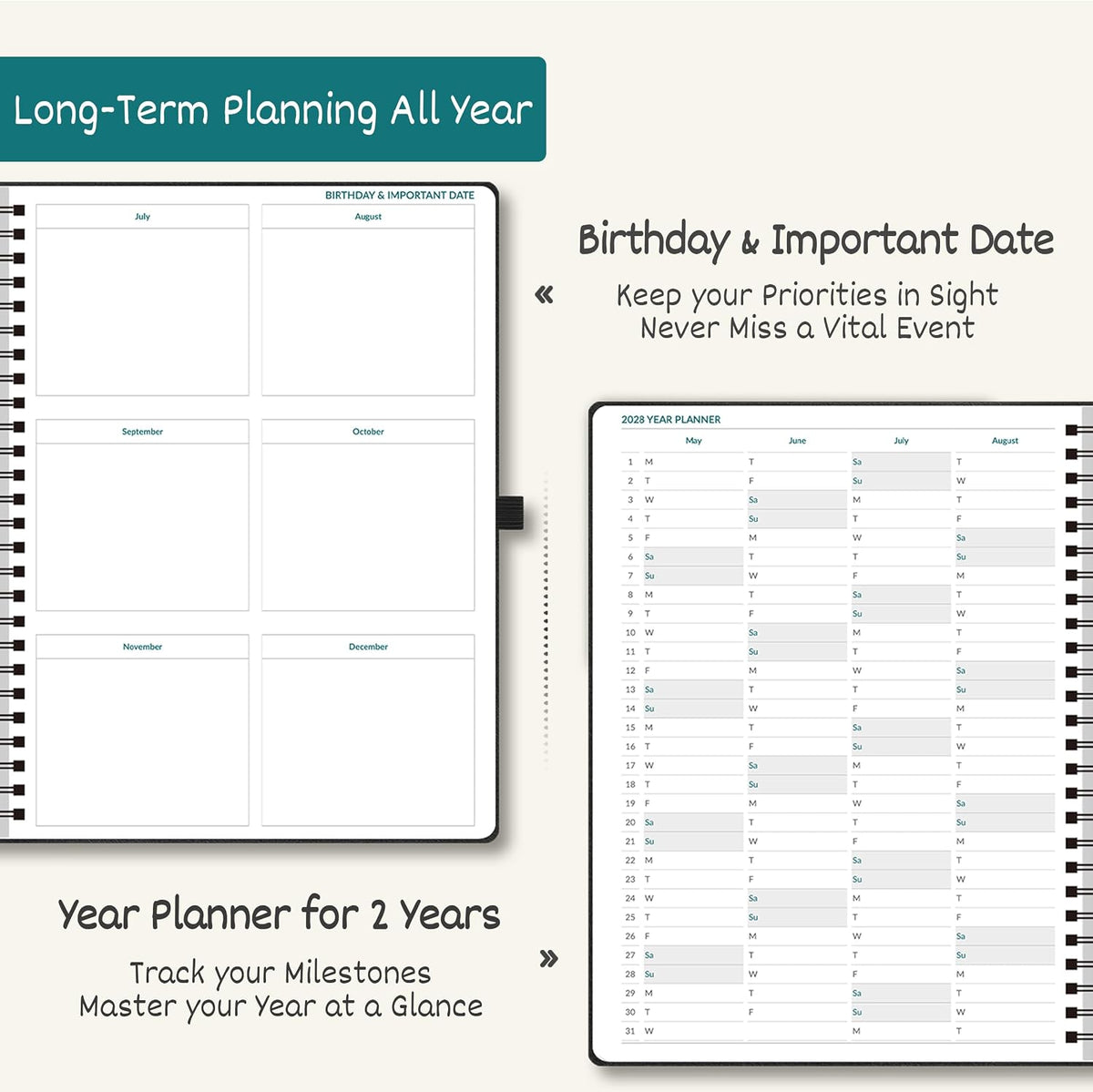 BEZEND Monthly Planner 2027-2028, 2-Year Calendar (8.5"x11") 120GSM...