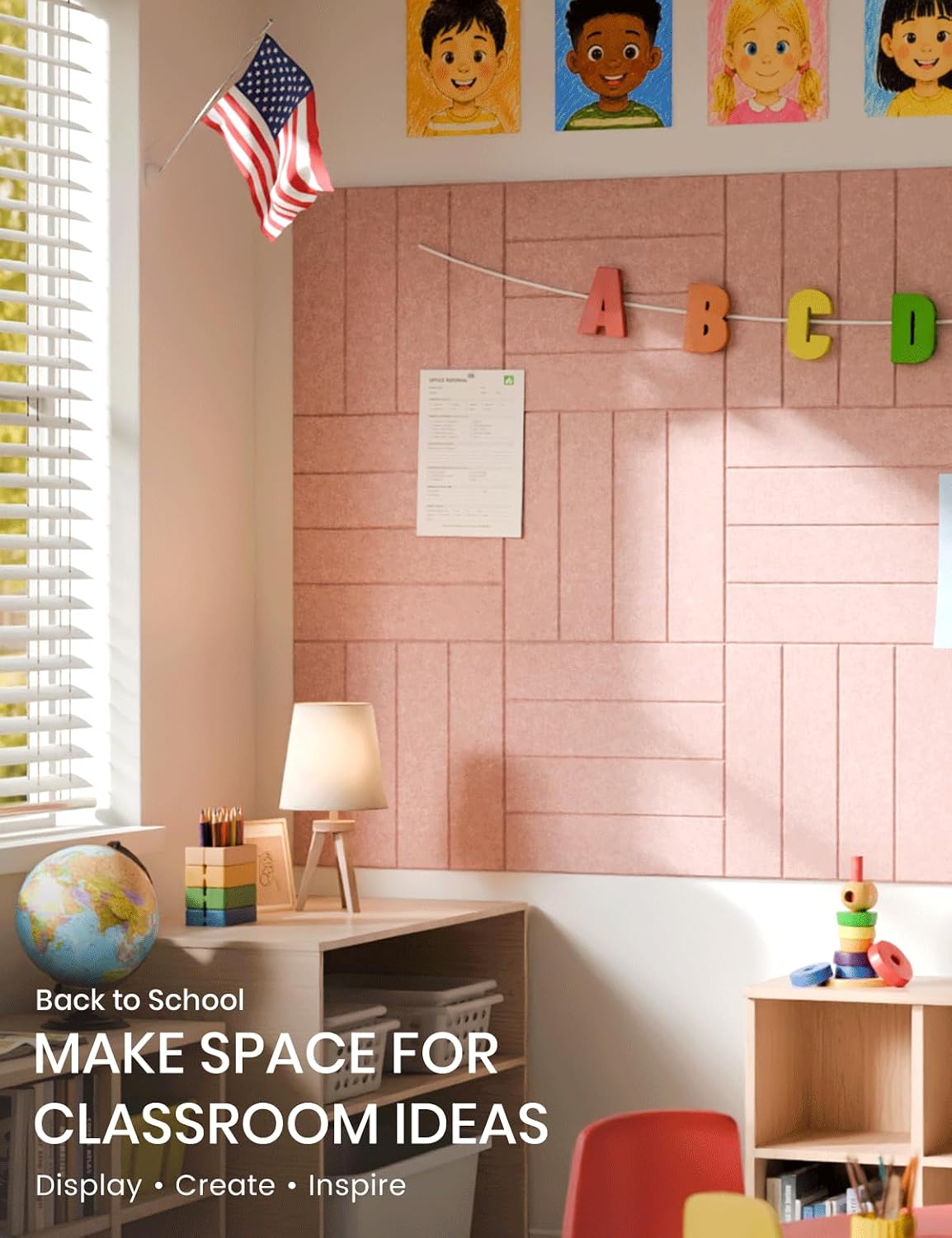 Fluxynara Felt Bulletin Board & Cork Board Alternative 48'' x 36&...