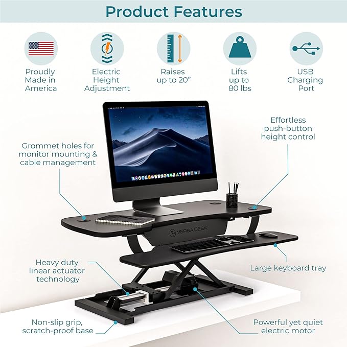 VERSADESK® PowerPro™ 40” x 24” Standing Desk Converter | 40 inch Electric - Image 6