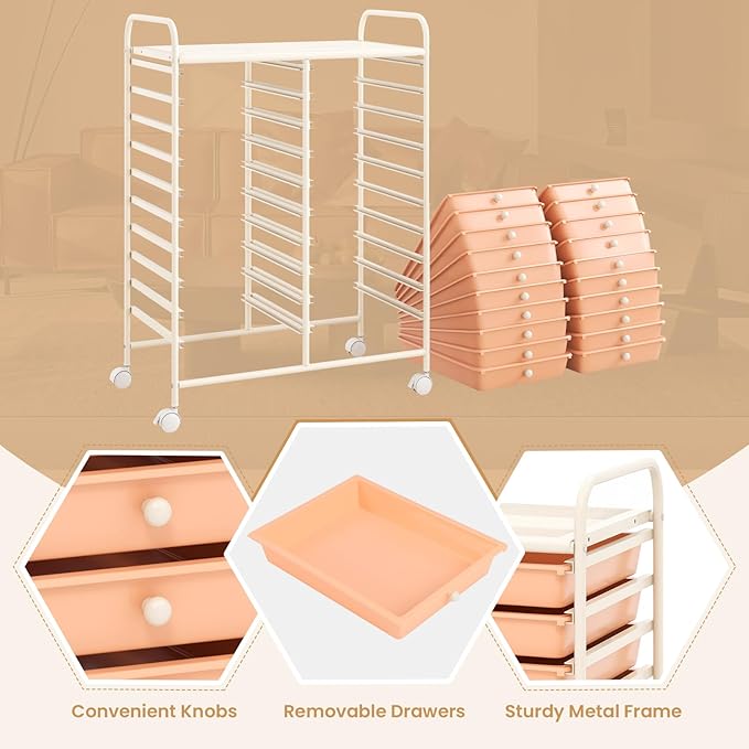 Happygrill 20-Drawer Organizer Cart Tools, Mobile Utility Storage Cart - Image 6