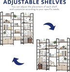 NUMENN Triple Wide 5 Tier Bookshelf, Rustic Industrial Style Bookcases - Image 4