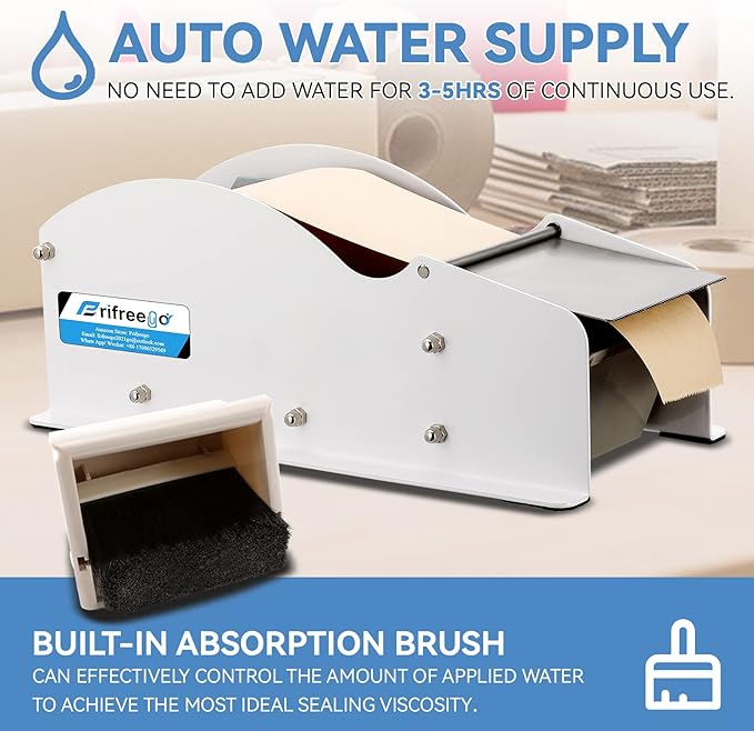 Frifreego Water-Activated Tape Dispenser, Manual Width-Adjustable Kraft Gum - Image 2