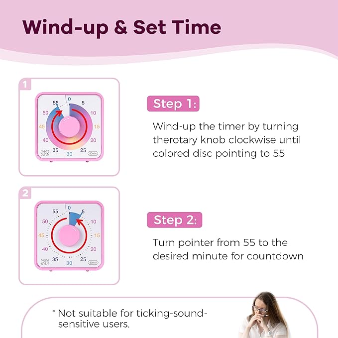 TWENTY5 SEVEN Countdown Timer 7.5 inch, 60 Minute 1 Hour Visual Timer - Image 3
