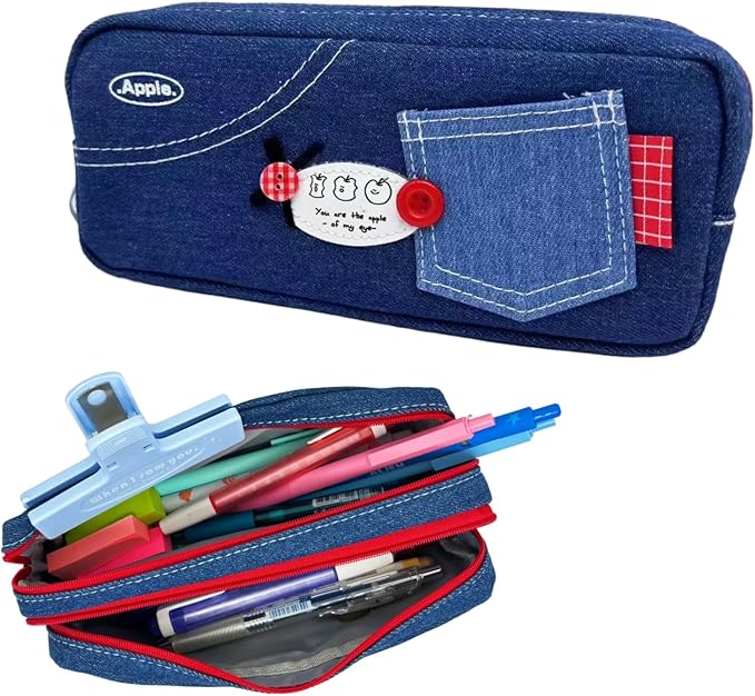 Haumei Canvas Pencil Case Large Capacity, Big Denim Pen Pouch by Unknown