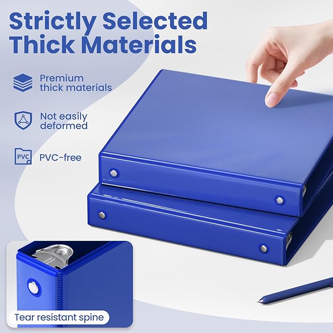 SUNEE 3 Ring Binder 1 Inch 1 Pack, Cobalt Blue - Image 4