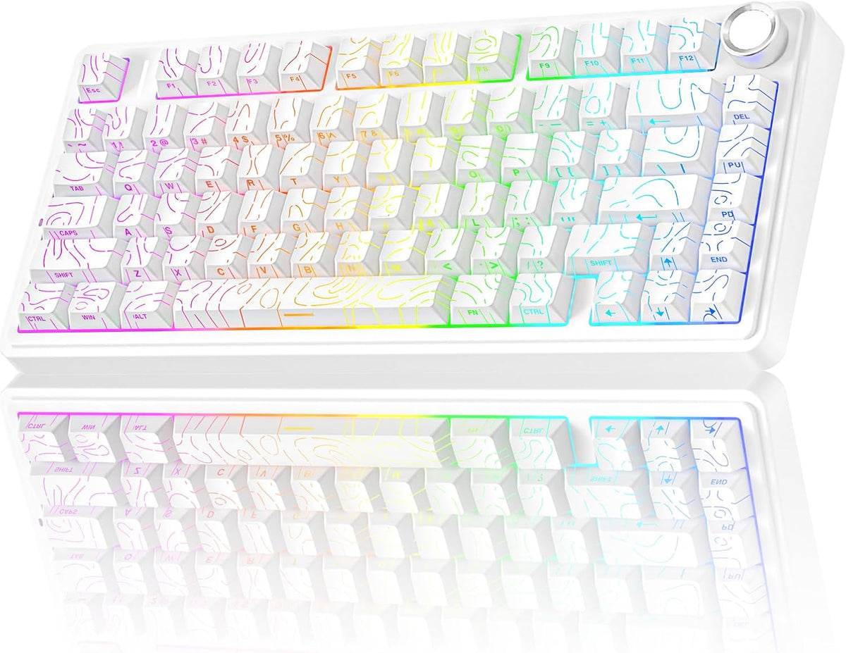 AULA F75 Pro Wireless Mechanical Keyboard with Knob,75% Hot Swappable Custom ...