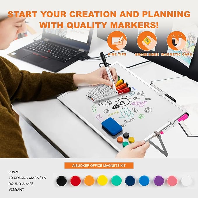 Dry Erase WhiteBoard, Aisuoker 16 x 12inch Magnetic Desktop Whiteboard - Image 4