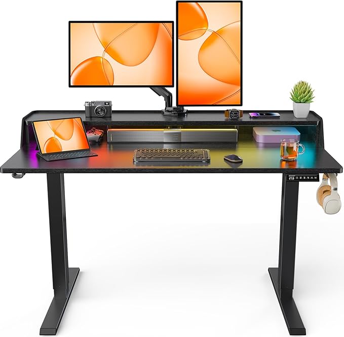 ErGear Standing Desk with LED Strip, 48″ x24″ Electric Height Adjustable RGB by ErGear