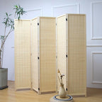 Furnnylane 5 Panel Room Divider and Folding Panel Screen, Bamboo Panel Divider by Furnnylane