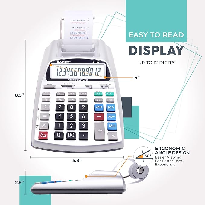 CATIGA New & Upgraded 2025 Printing Calculator Adding Machine 10 Key, Desktop - Image 6