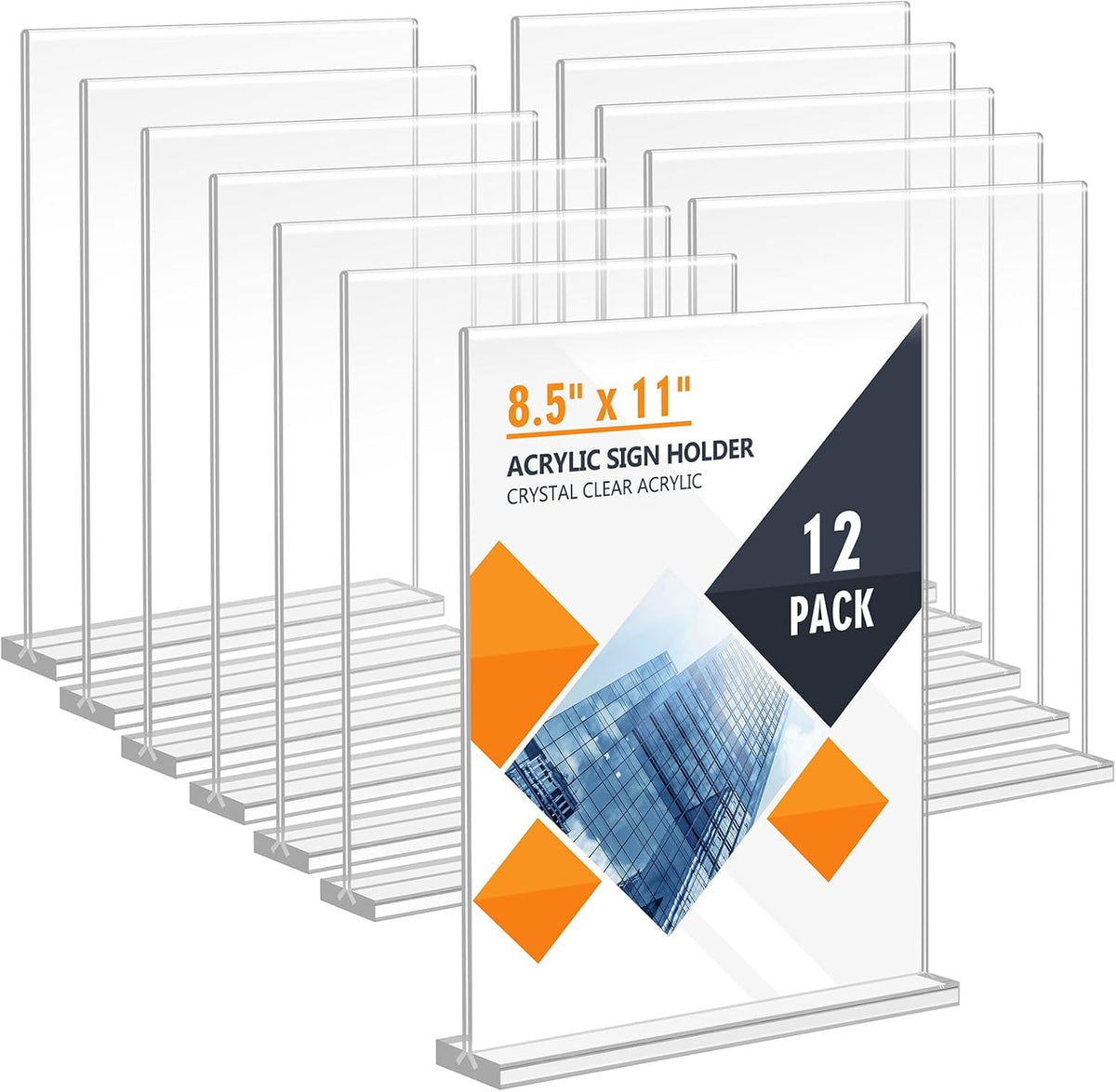 Enayplon Acrylic Sign Holder 8.5 x 11, Double Sided Sign Holder Stand, Plastic