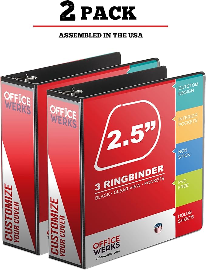 Performore Premium 3 Ring Binder, Professional Angle D Ring 2.5 Inch, - Image 2