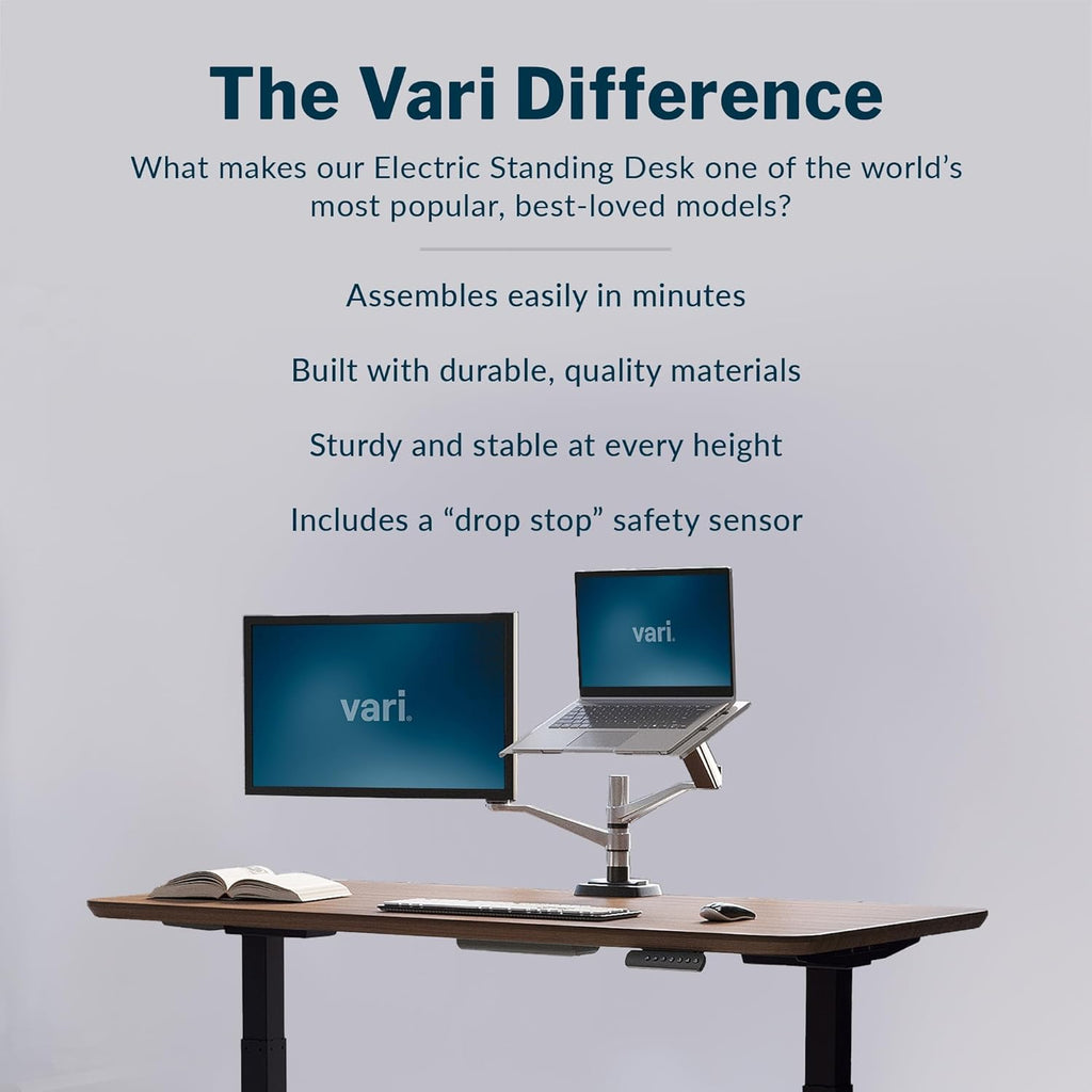 Vari Classic Electric Standing Desk – 60x30 – Walnut/Black