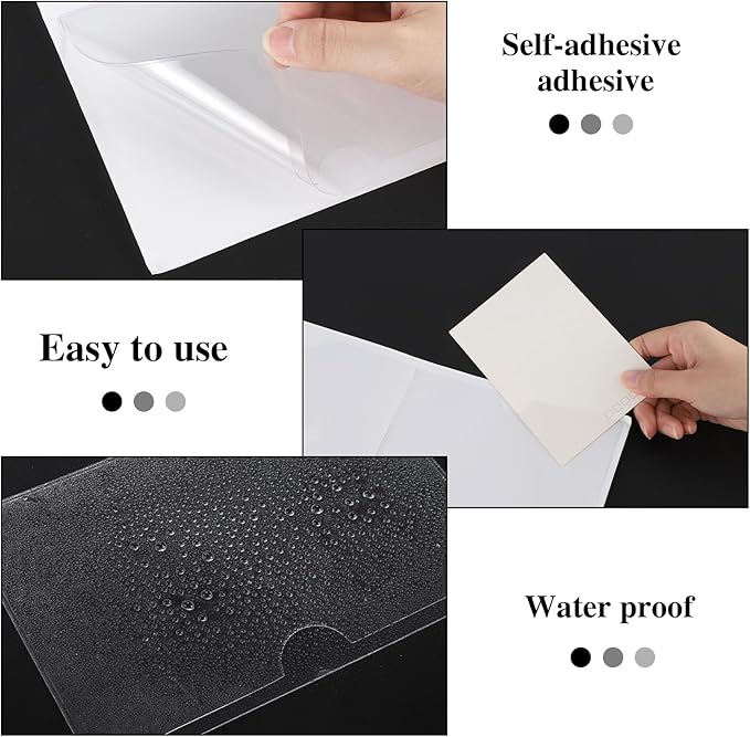 48 Pack 4" x 6" Index Card Holder Adhesive Plastic Label Holders Clear Tote Bag - Image 3