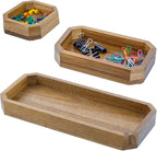 MyGift Premium Solid Acacia Wood Octagonal Desk Organizer Trays Office by MyGiftHome