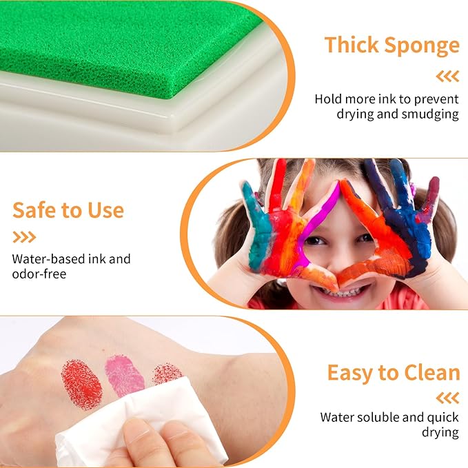 NIUBIER 15 Colors Craft Ink Pads, Washable Finger Stamp Pad - Image 3