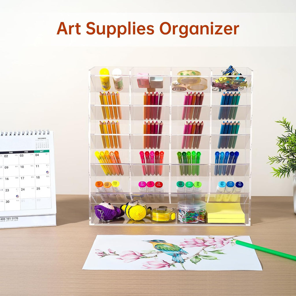 beygorm acrylic vertical marker organizer for 250 markers, side view