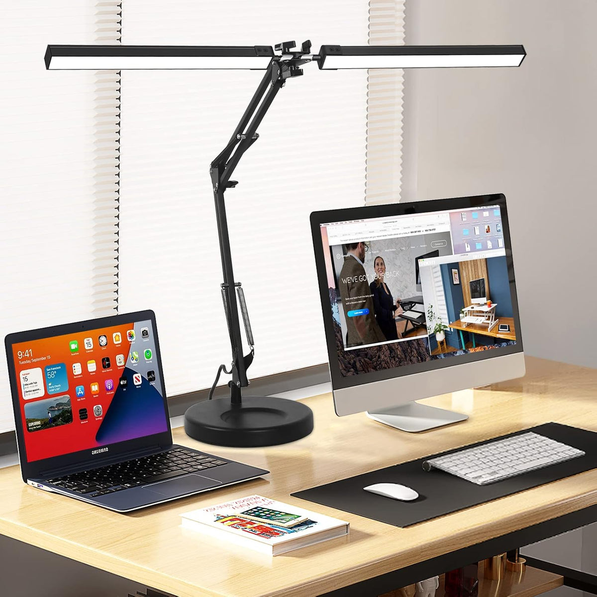 2-in-1 LED Double Head Desk Lamps for Home Office,24W Brightest Workbench Lig...