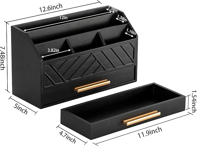 dreampossible Black Wood Desk Organizer and Accessories - Image 5