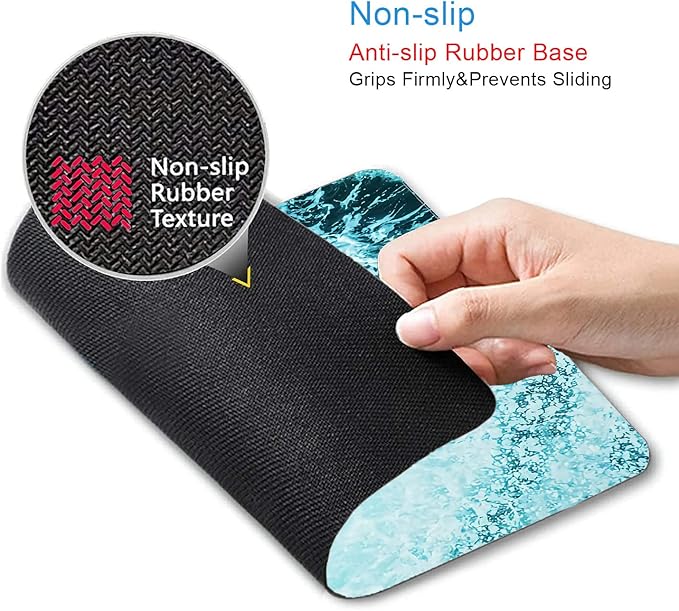 IMAYONDIA Blue Teal Green Sea Waves Mouse Pad, Square Ocean Mouse Pad - Image 3