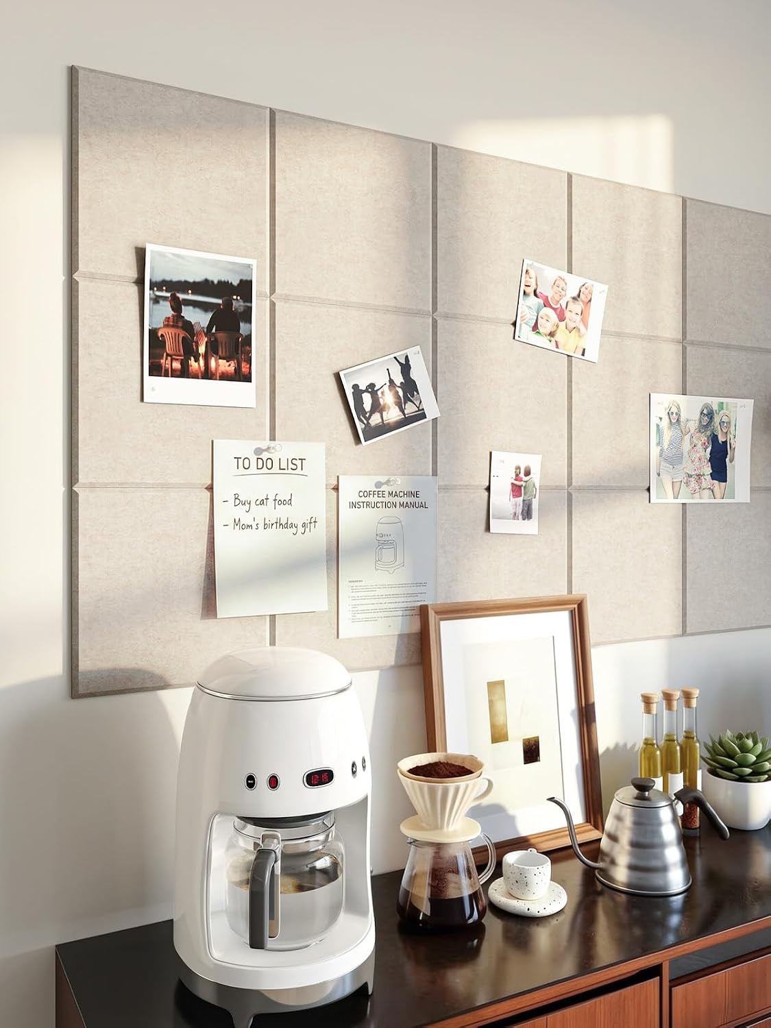 Thick Felt Pin Board Tiles 24 Pack, 11.8x11.8 Bulletin Board for Wall