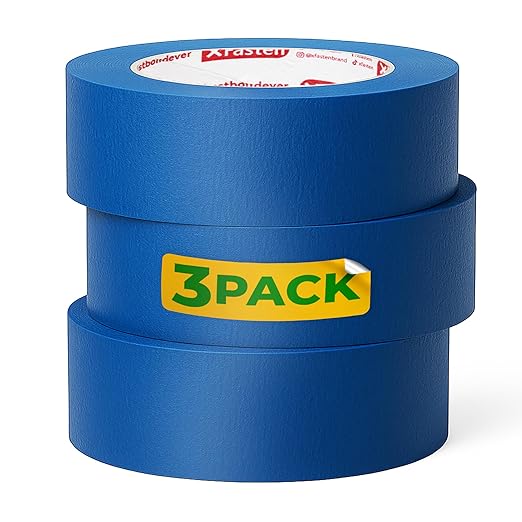 XFasten Blue Painters Tape 1.88 Inch x 60 Yards 3-Pack 1-Inch Core, UV by XFasten