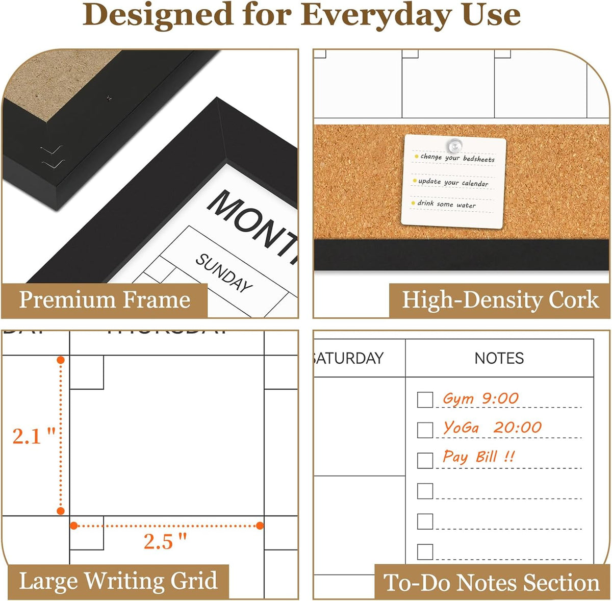 Dry Erase Calendar Whiteboard for Wall, 24'' x 18'' White Boa...