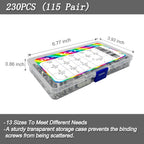230Pcs(115 Pair) Phillips Chicago Binding Screws Assorted Kit Binding Screw Post Extenders for DIY Leather Decoration Scrapbook Photo Albums M5 x 5/6/8/10/12/15/18/20/22/25/30/35/40mm Silver