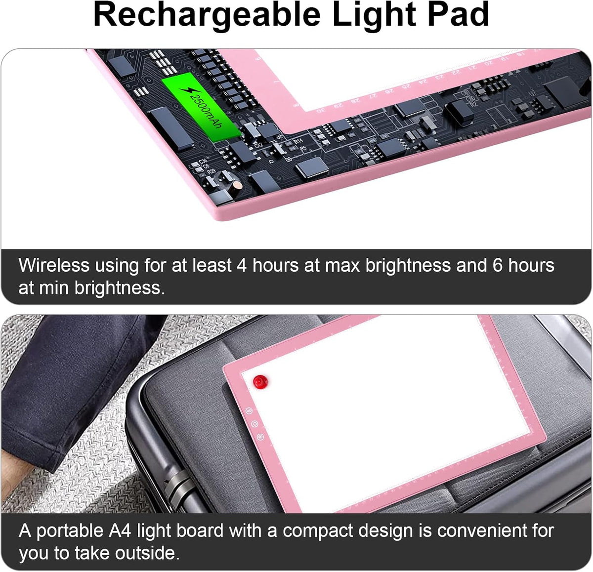 xvv rechargeable tracing board, ultra-thin light pad with, side view