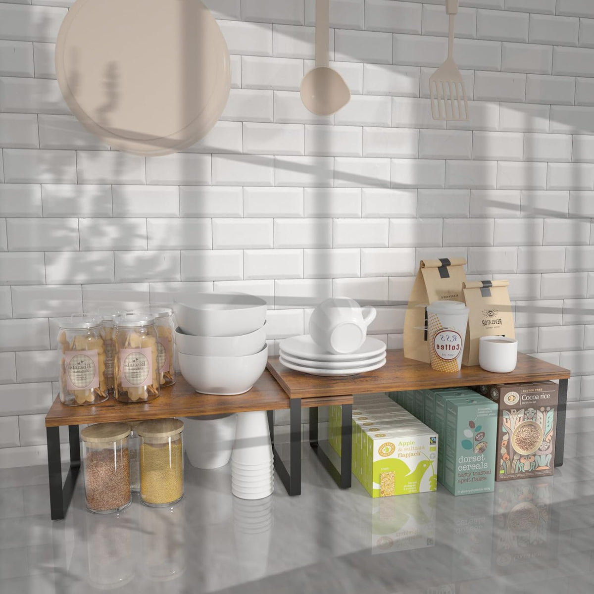 NEX Cabinet Organizer Shelf, Kitchen Counter Shelves Set of 4
