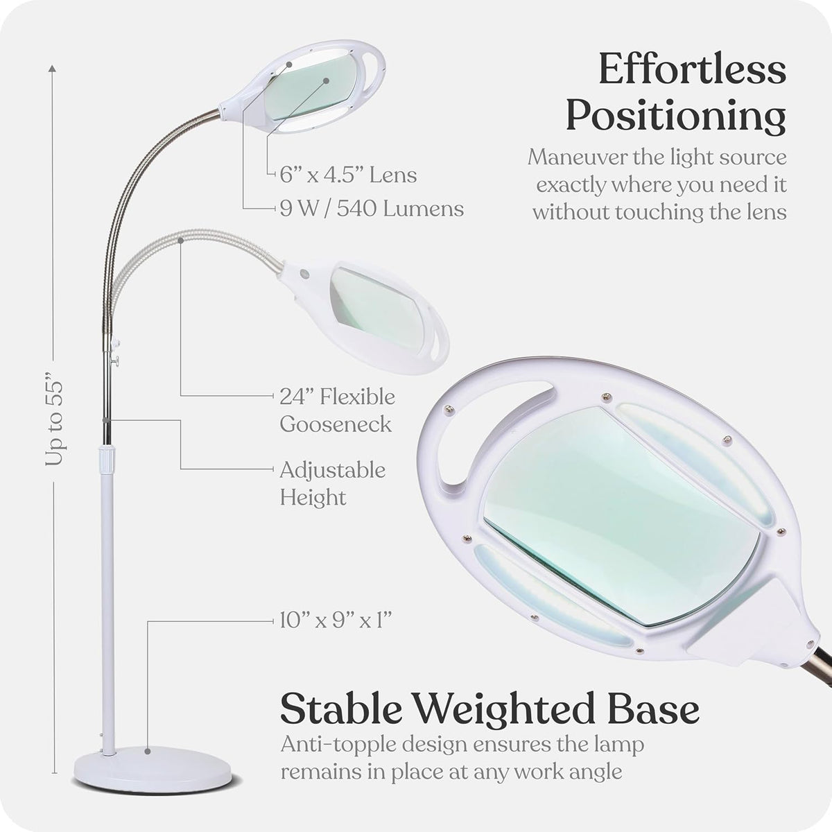 Brightech LightView Pro Magnifying Glass with Light and Stand, Magnifying Flo...