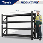 yizosh 71" w garage shelving,5000lbs heavy duty shelf,adjustable shown in use