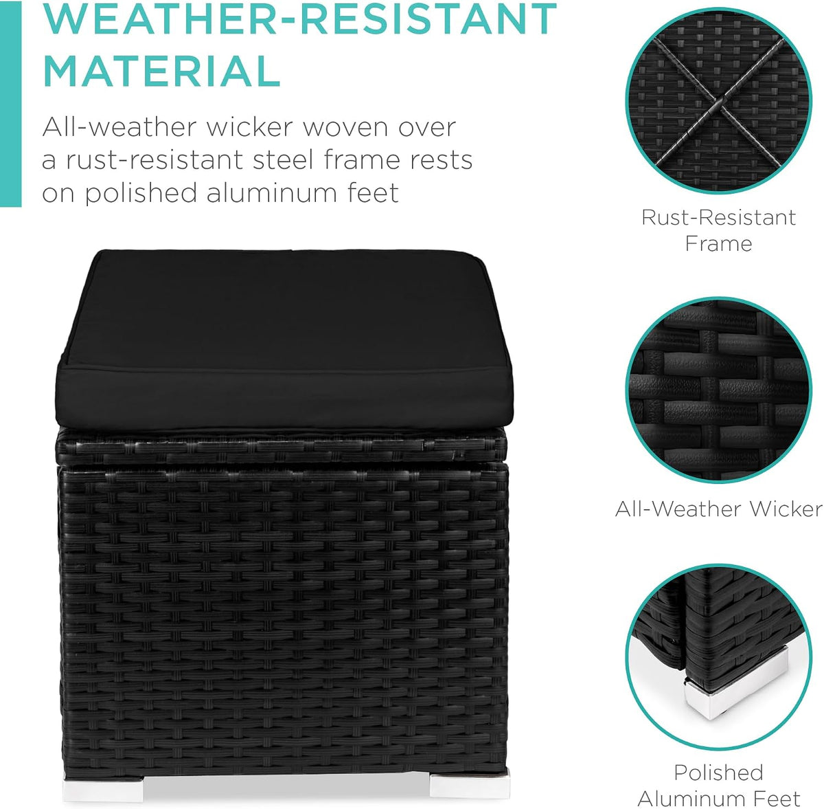 Best Choice Products Set of 2 Wicker Ottomans, Multipurpose Outdoor Furniture...
