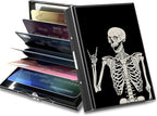 BWEGRHE Slim Credit Card Holder, Skull Skeleton RFID Blocking Metal Wallet by BWEGRHE