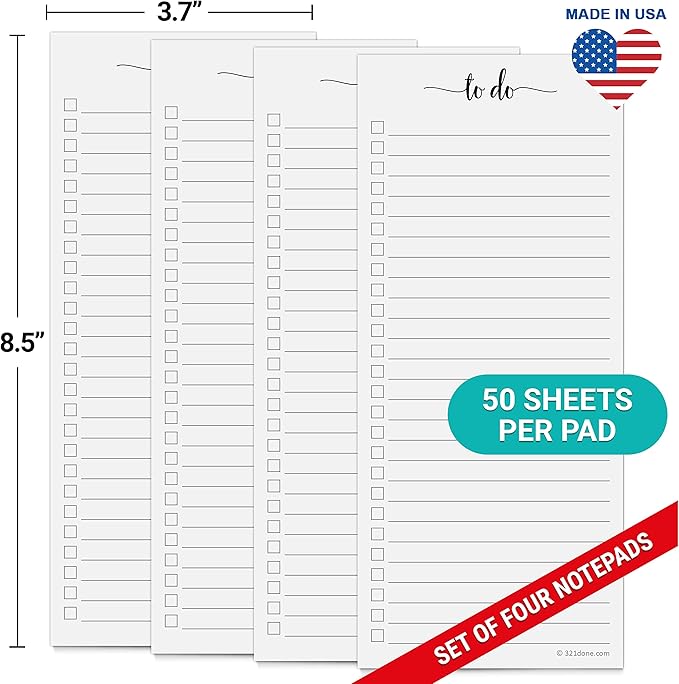 321Done To Do List Notepad 4-Pack, 3.7 x 8.5 - Image 2