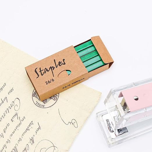 NatSumeBasics Colored Staples 6000 26/6 Metallic Green Staples Fit Desktop - Image 2