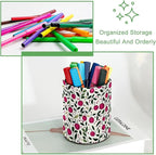 Leather Pen Holder for Desk, Cherry Pattern Pencil Cup Desktop Organizer Makeup - Image 3