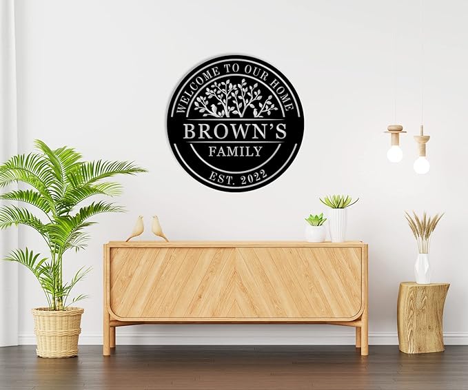 Welcome to Our Home Metal Sign, Personalized Family Name Tree of Life Sign - Image 5