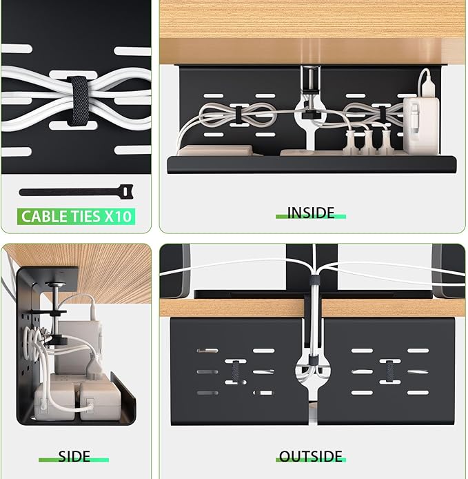 KEEGH 16" Under Desk Cable Management Tray, 2 Pack Desk Cord Organizer Upgrade - Image 8