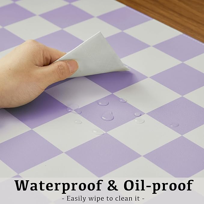 Ohocut Checkered Desk Mat, 31.5" x 15.7" Large Cute Purple Aesthetic Retro Girl - Image 5