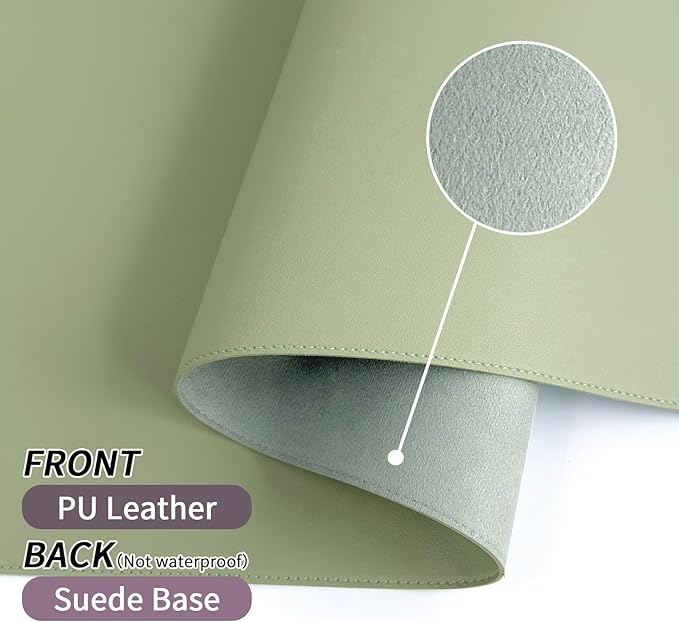 Light Green Desk Mat with Stitched Edges, Large Mouse Pad, Non-Slip Desk - Image 2