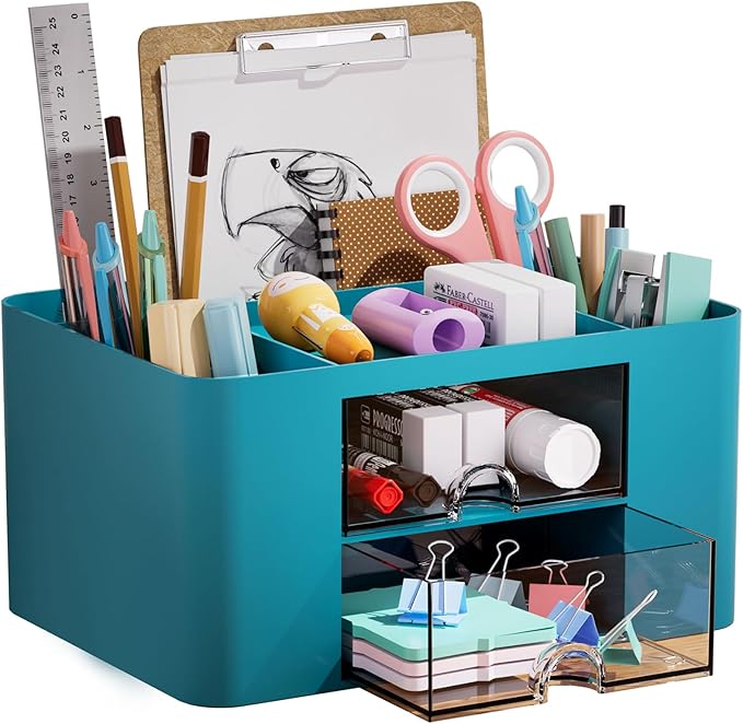 Marbrasse Pen Organizer with 2 Drawer, Desk Organizers and Accessories with 5 by Marbrasse