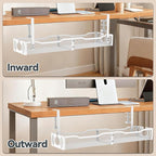Cable Management, 25.3'' Under Desk Cable Management Tray No Drill, Metal Cable - Image 6