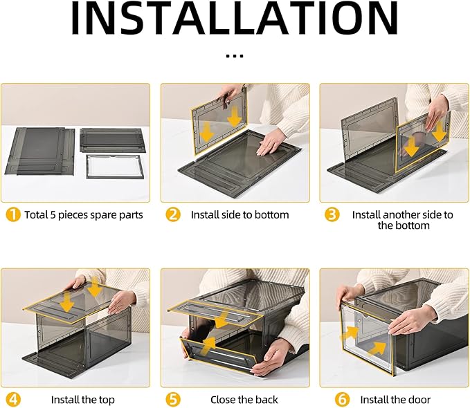 KEFA XL Shoe Storage Box, 8 PACK Shoe Boxes Clear Plastc Stackable Organizer - Image 6