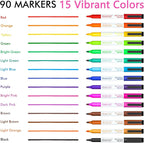 Shuttle Art Dry Erase Markers, 90 Bulk Pack 15 Colors Magnetic Whiteboard - Image 2