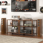 LELELINKY 3-Tier AV Media Player Stand Set of 2, Wooden TV Stand, Game Console - Image 2